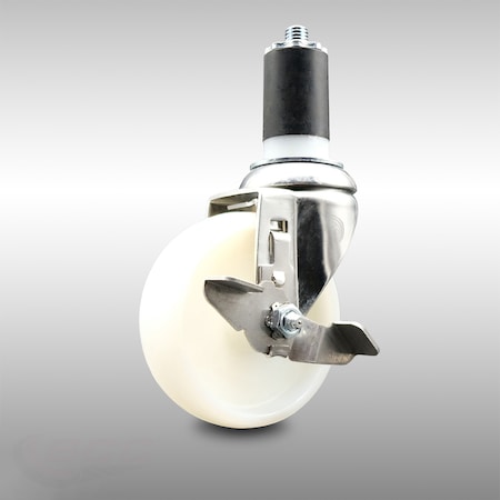 Service Caster 4 Inch 316SS Nylon Wheel Swivel 1-1/2 Inch Expanding Stem Caster with Brake SCC SCC-SS316EX20S414-NYS-TLB-112